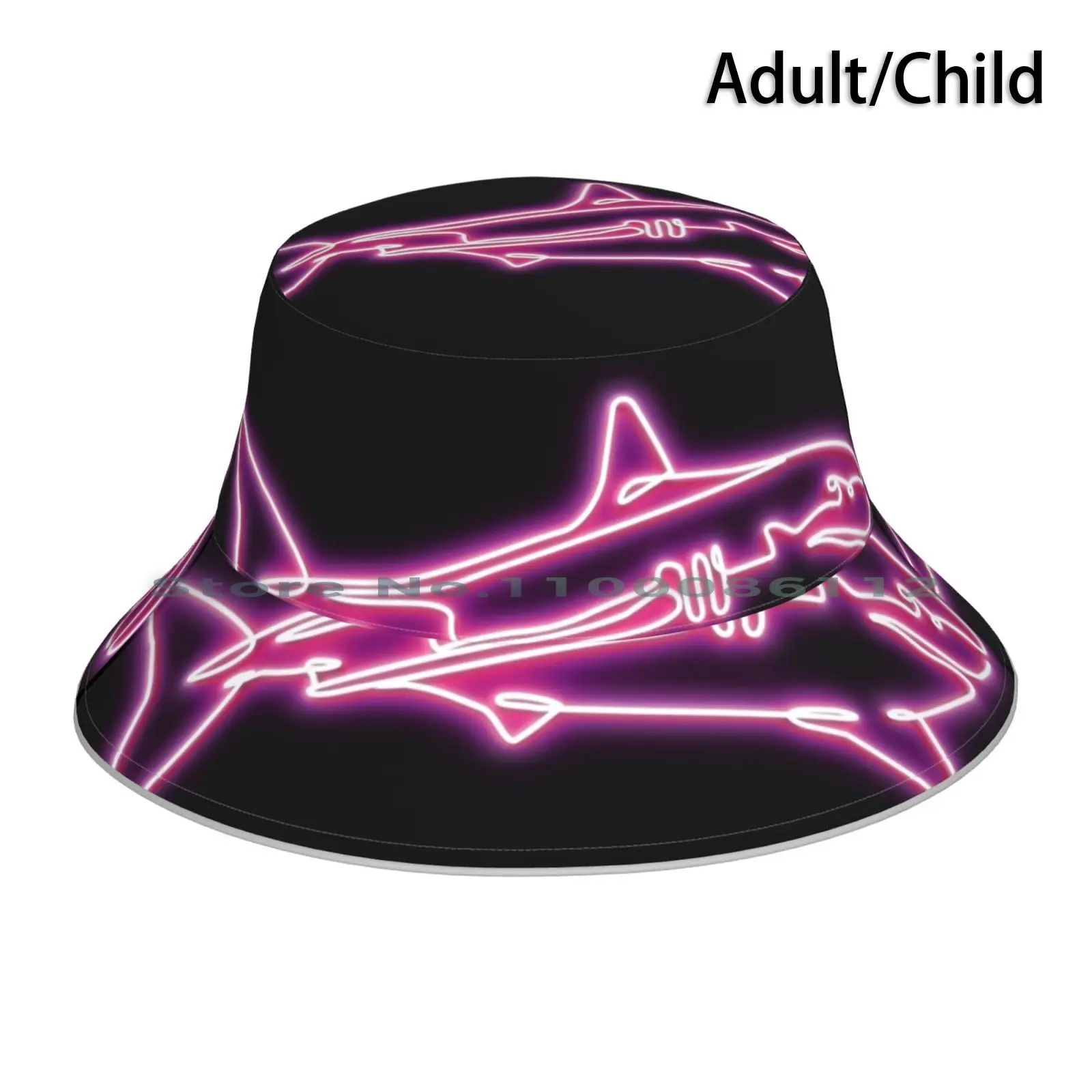 Great White Shark Neon Pink Bucket Hat Sun Cap Fish Selachophile Ocean Sea Fin Jaws Neon Minimalist Shark Week Shark Lover Save