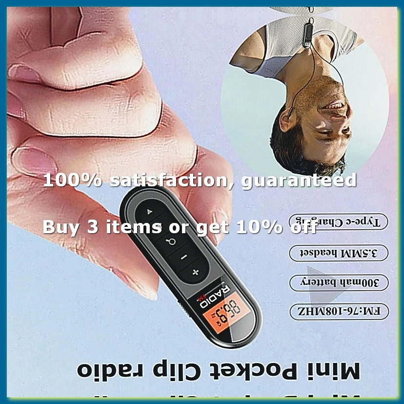 ●Mini Pocket FM Radio Rechargeable Portable 76-108MHZ Radio Receiver with Backlight LCD Display Wired 3.5mm Headphones