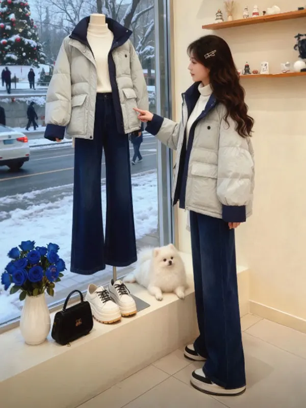 

Unique Color Blo Cotton Jaet ort Loose Fit Beautiful Gentle Sle Anti-Aging Spring Faionable Women's Outerwear