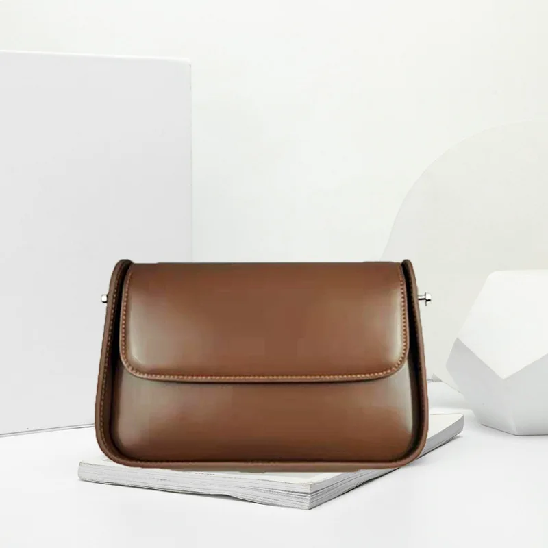 Genuine leather women's bag designer crossbody bag women's new popular retro bag versatile shoulder bag