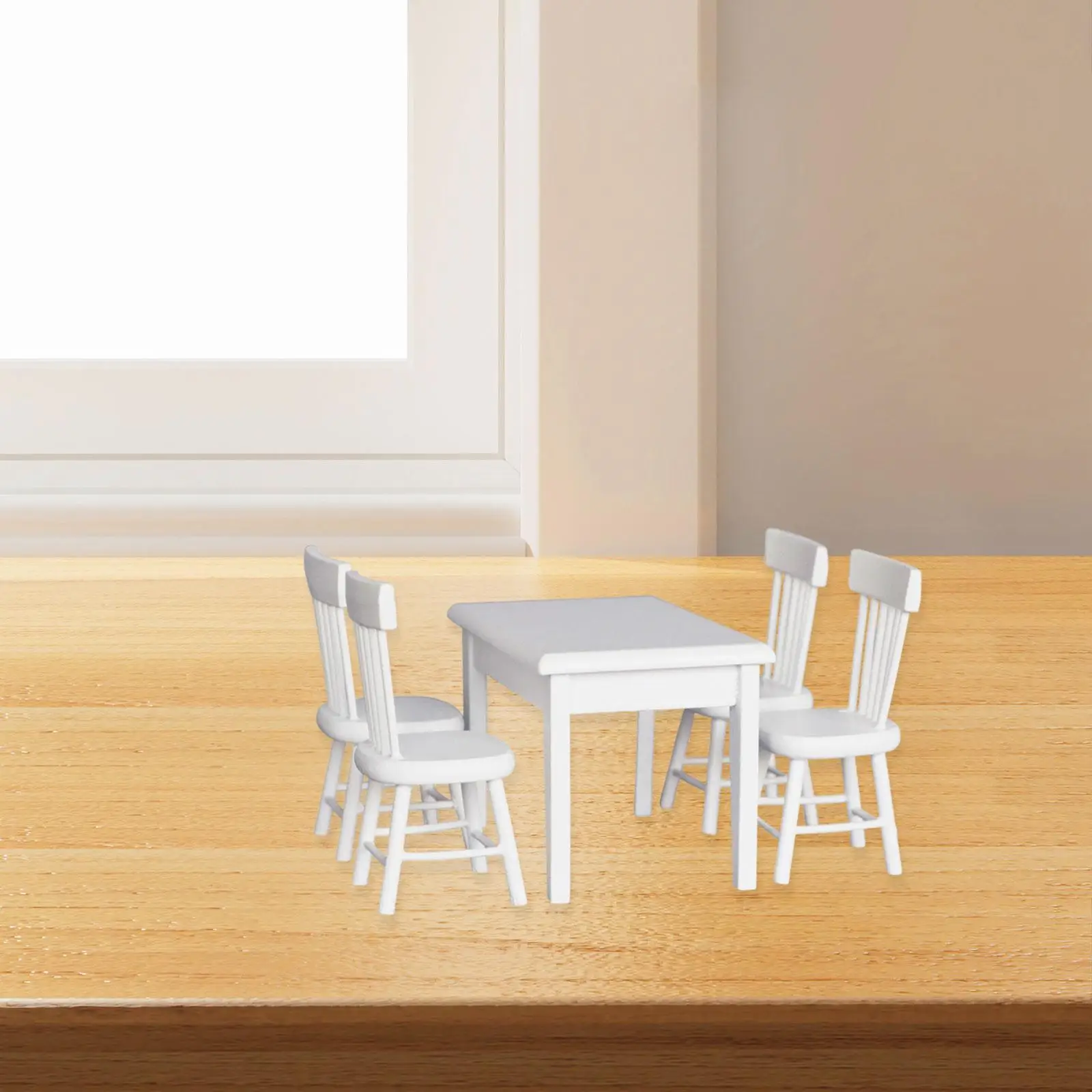 Juego de mesa y sillas para casa de muñecas, Mini muebles, adornos de decoración de escena, 1:12