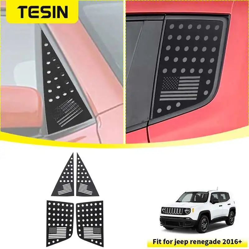 Cubierta Decorativa Para Ventanita Triangular De Jeep Renegade 2016-23 – 2 Piezas Negras De Aluminio