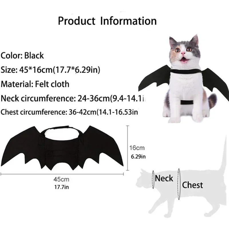 Pet Cat Bat Wings Halloween Party Decoration Small Dog Collar Cosplay Bat Costume Cute Puppy Dress Up Accessories Pet Products