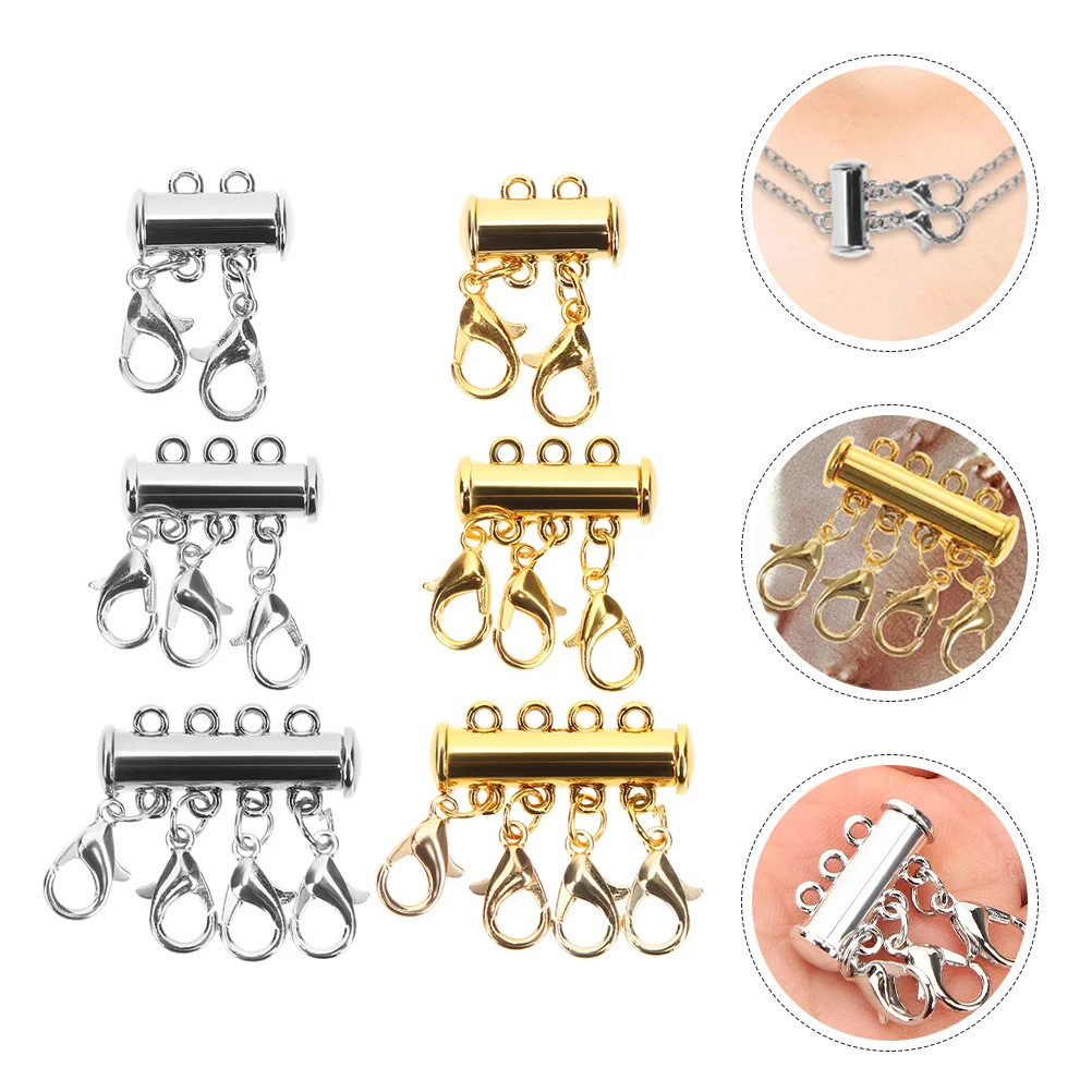 6 Pcs Magnetic Connection Buckle Bracelet Necklaces Clasps for Separator Layering Layered Look and Closures Making Kit