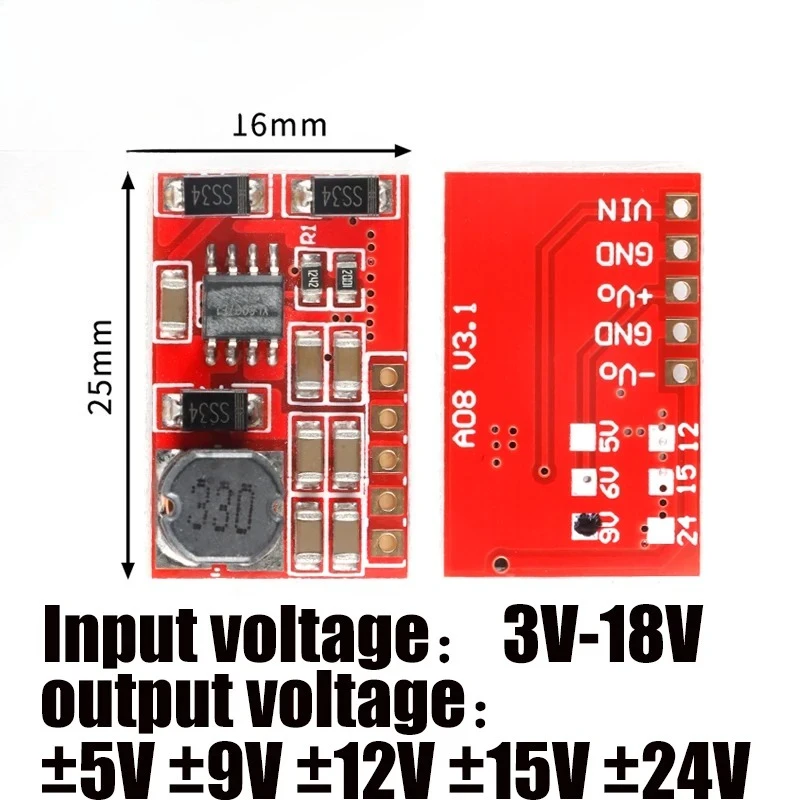 

DC Boost Power Supply Module Converter Booster Step Up Circuit Board ±5V 9V 12V 15V 24V Highest Efficiency input 3V-18V