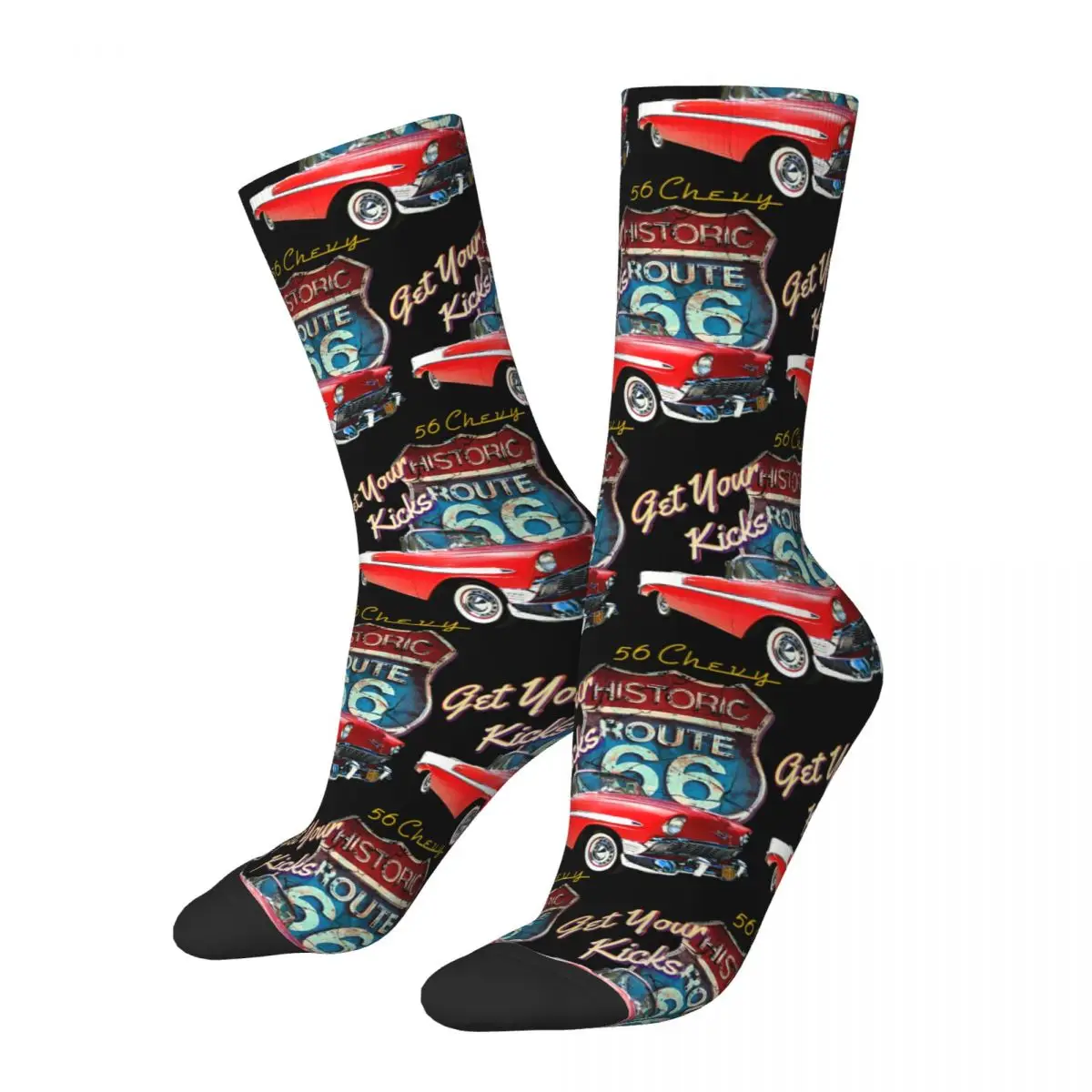 

1956 Chevy Bel Air Car Street Hot Rod Antique Route 66 Socks Sports 3D Print Boy Girls Mid-calf Sock