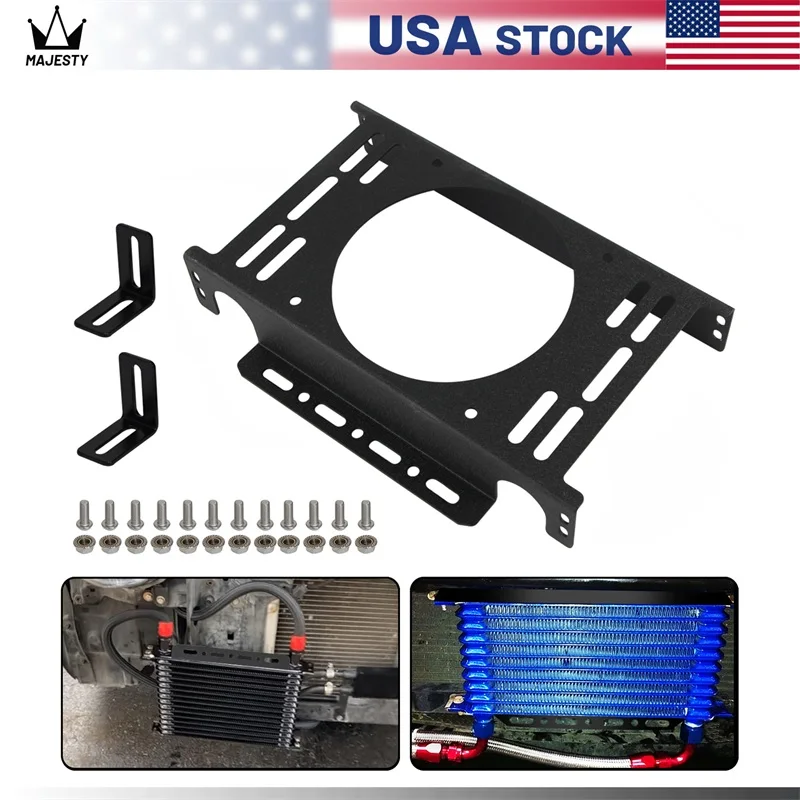 

New Oil Cooler 13 Row Mounting Bracket Kit Universal Engine TRUST Style 262MM Black