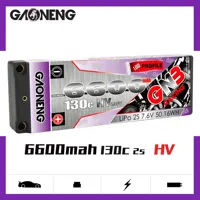 Gaoneng GNB 6600mAh 2S 7.6V 130C Low Profile Hardcase HV LiPo Battery Pack With 5.0mm Bullet T XT60 For 1:10 1/10 RC Car RC Boat