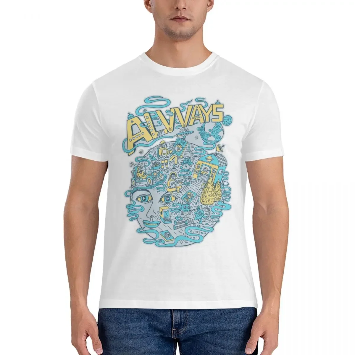 Round Neck Tees Graphic Printed T-Shirt style Men Canadian Indie Band T Shirts Alvvays 100% Cotton Clothes Casual Short Sleeve