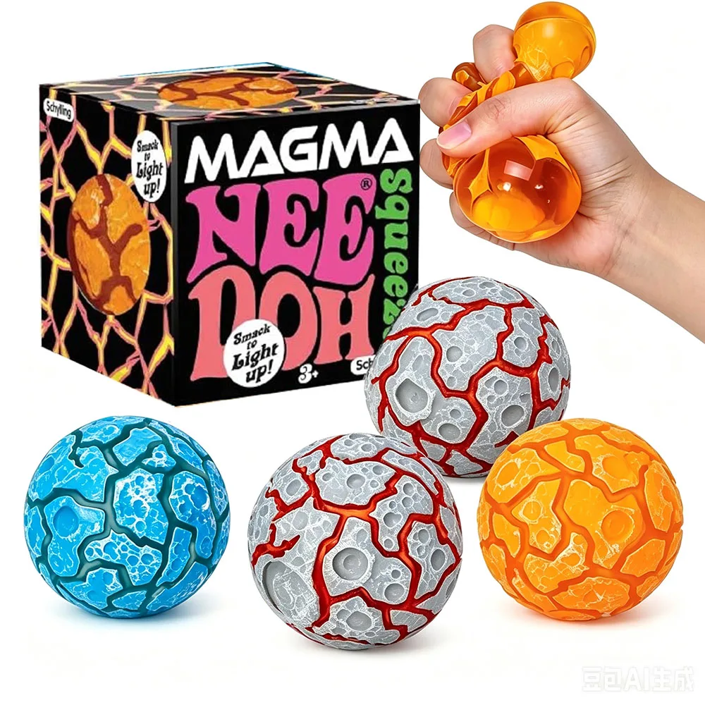 Nouveau produit NeeDoh Glitter Magma Ball Crunch Crunch, jouet anti-stress à presser, joli cube sensoriel pour adultes, idéal pour les cadeaux.