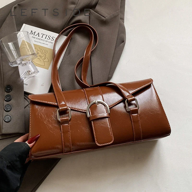

Luxury Brand Design Simple White Small PU Leather Underarm Armpit Bag Women 2025 Spring Fashion Shoulder Handbag and Purses