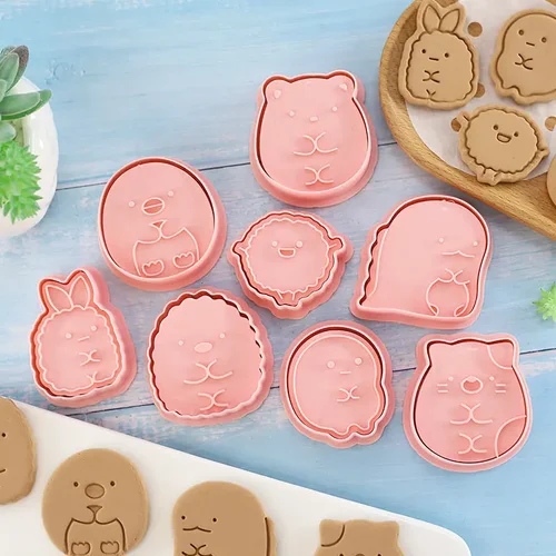 코너 바이오 모양 쿠키 커터, 퐁당 커터, 플라스틱 쿠키 몰드, DIY 퐁당 페이스트리 장식, 베이킹 요리 도구, 8 개/세트 