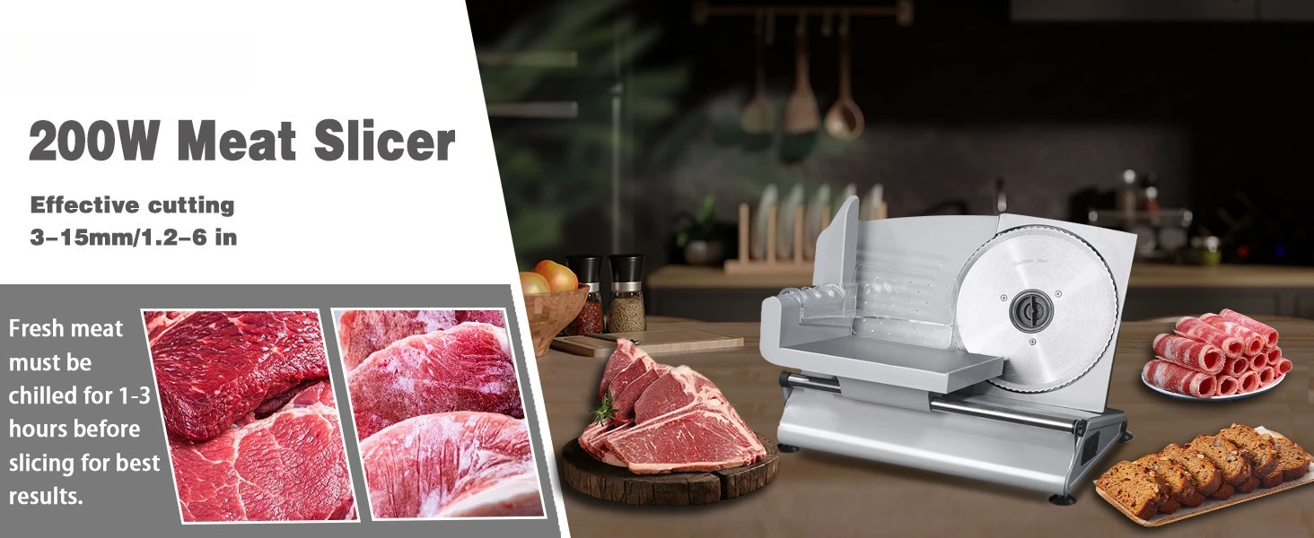 Household fruit and mutton roll machine 220W bread baking food machinery small meat cutter electric slicer