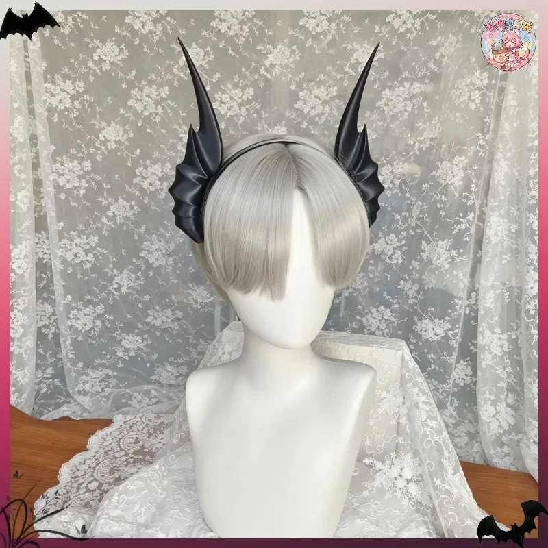 Dark Demon Horn Headband Cosplay Props Gothic Devil Ox Horn Hair Hoop Accessory for Adult Halloween Christmas Fancy Party