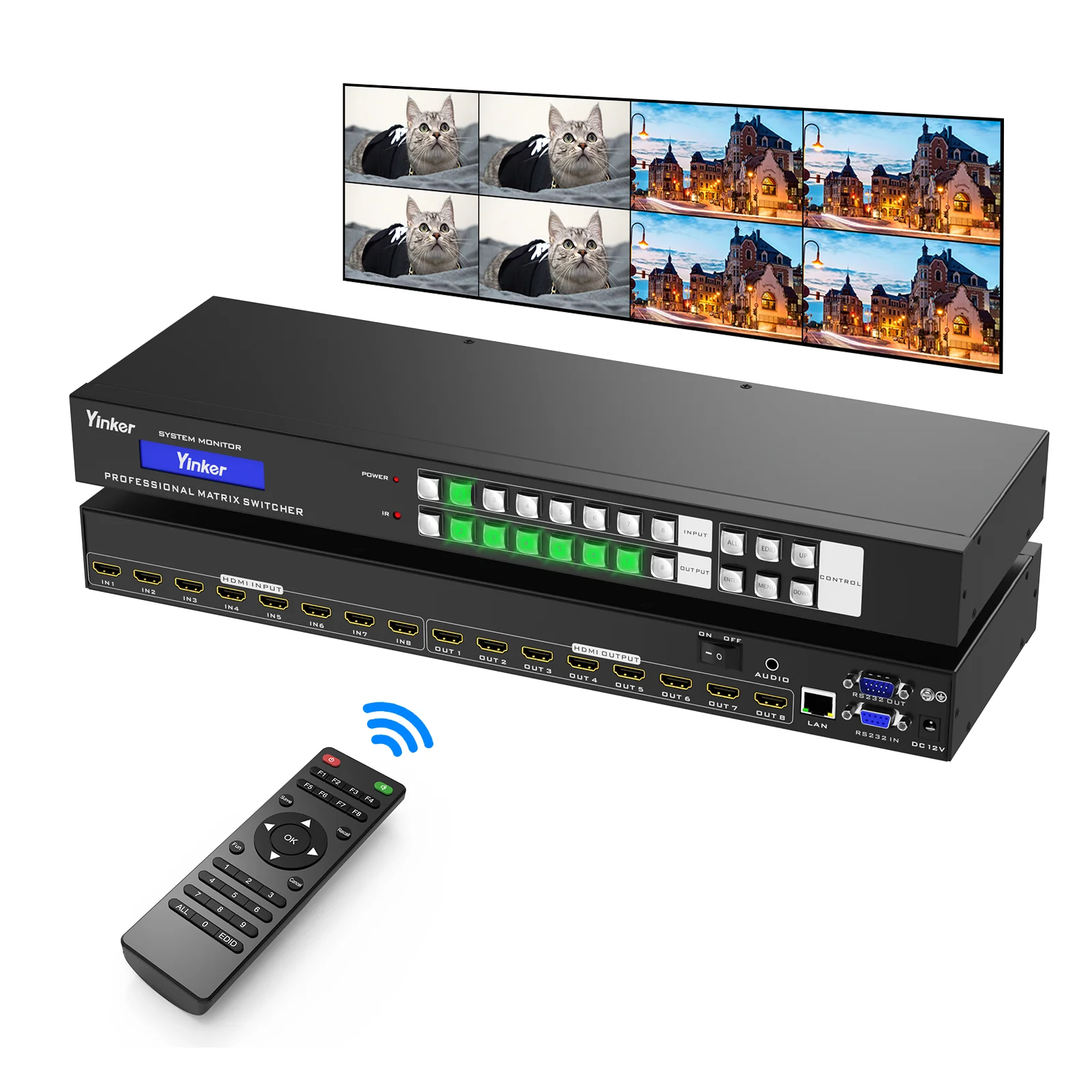 4K 30Hz Video HDMI Matrix 8x8, MT-ViKI HDMI Matrix Switcher Splitter 4 in 4 Out with Web GUI