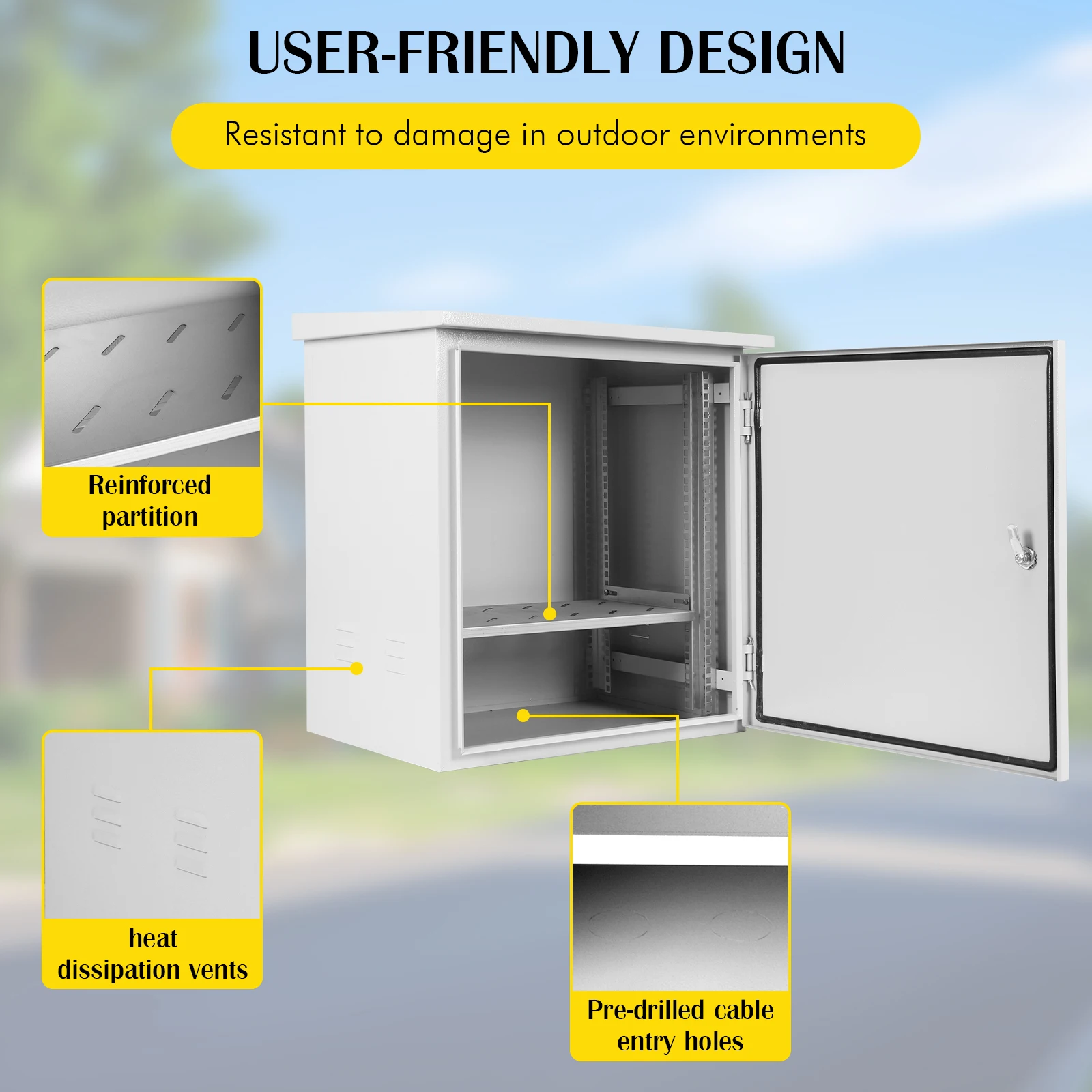 

12U Industrial Electrical Box Dustproof IP55 Industrial Enclosure Cabinet with Lock Slot Outdoor Network Cabinet for Outdoor Use