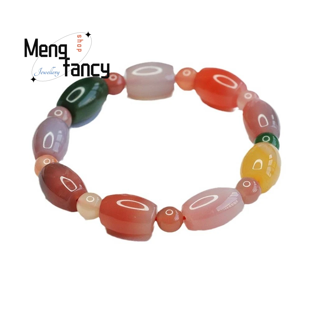 Natural Salt Source Agate Strings Colorful Lulutong Bracelet Simple Elegant Exquisite High-grade Fashion Jewelry Holiday Gifts