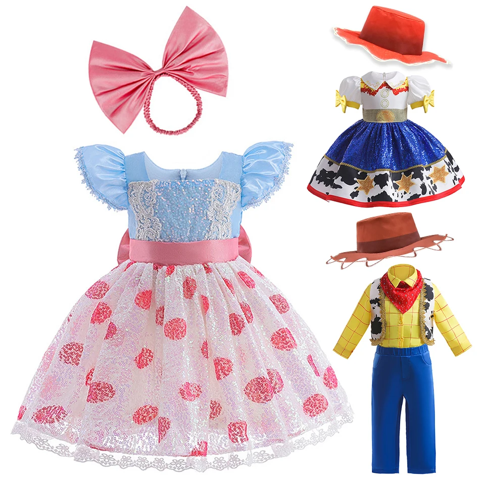 Robe de princesse Cosplay pour enfants, Jessie Woody, Costume d'halloween et d'anniversaire pour filles, vêtements de fête de carnaval pour garçons, dessin animé