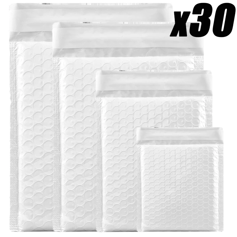 30/10pcs Multi-Size-White Pearl Film Bubble Bag verdicken wasserdichte Schaum blase Versand umschlag Taschen selbst dichtende Packt aschen
