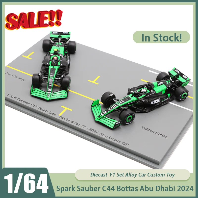 

Новинка в наличии Spark 1:64 Sauber C44 Bottas Abu Dhabi 2024, автомобильный сплав, миниатюрный литой под давлением F1, набор украшений, игрушки на заказ, детский подарок