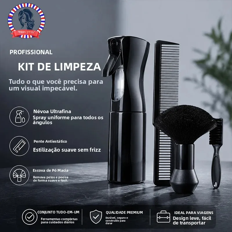 Conjunto profissional de corte de cabelo, 4 unidades, ferramentas de barbearia, spray, pente, escova de limpeza de cabelo, salão de cabeleireiro, acessórios de estilo