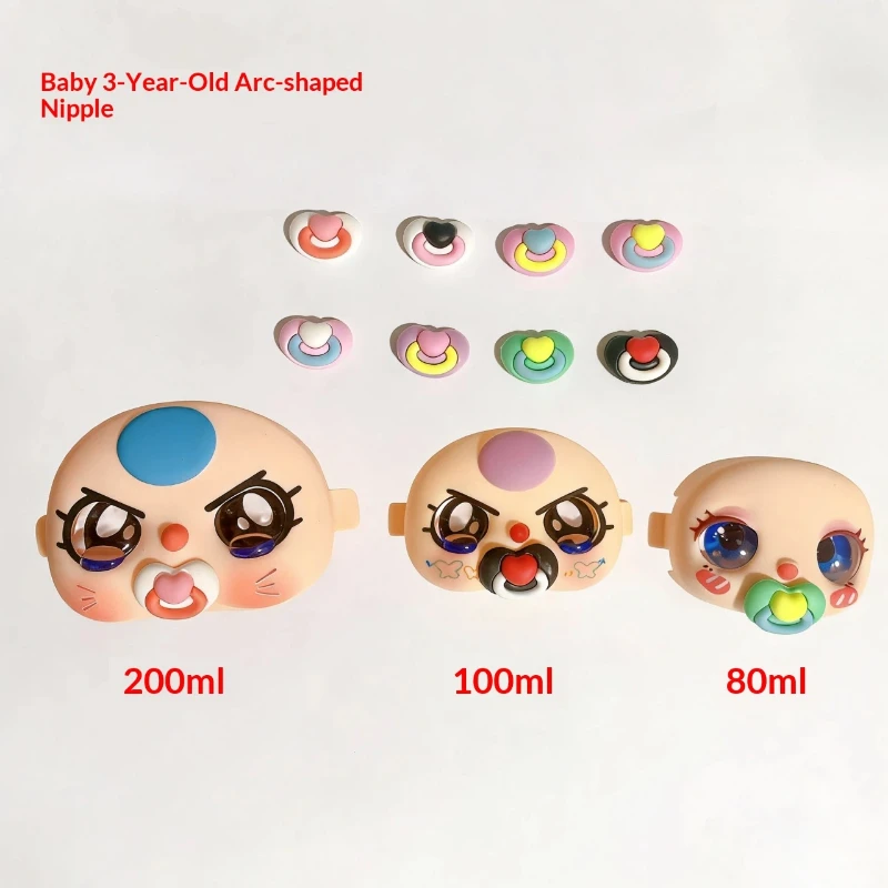 Baby Three Vinyl Face Shell Mini Face Pacifier Accessories for 80/100/200/400 Body DIY Mini Decor Pacifier Parts