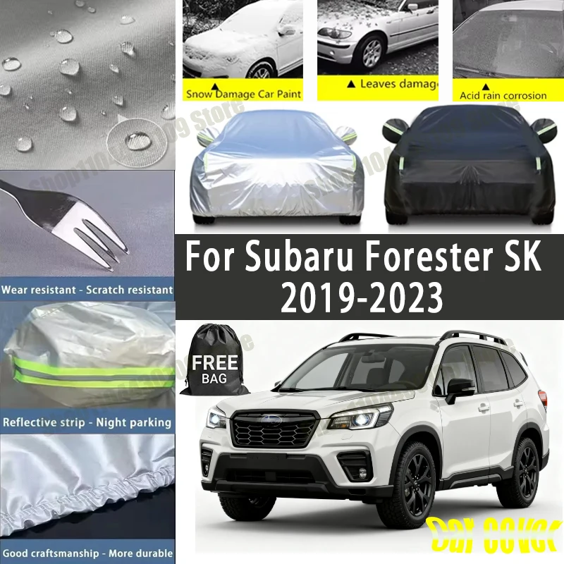 

For Subaru Forester SK 2019- 2023 Car Cover Waterproof UV Protection All Weather Dustproof Snow Rain Cover 190T Polyester