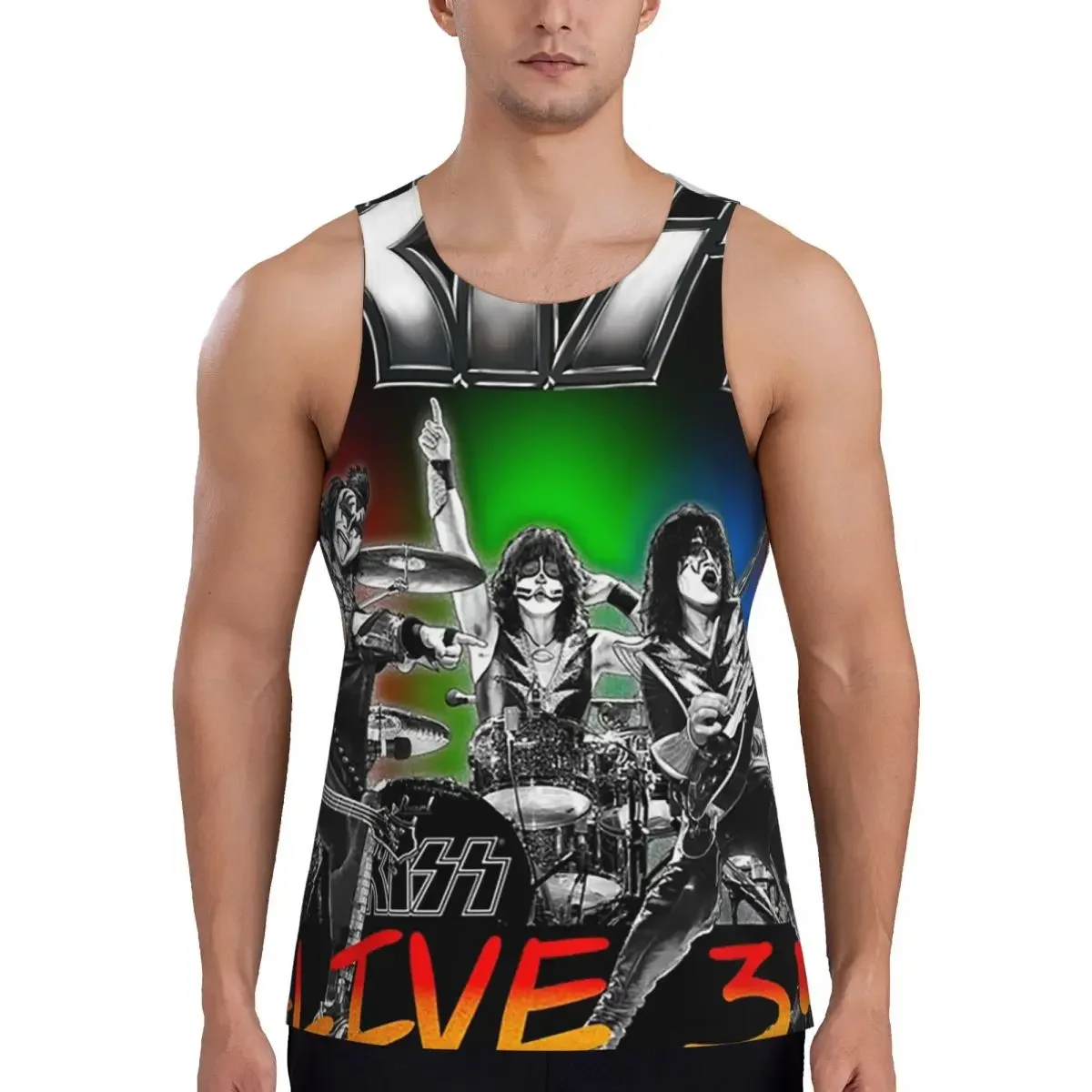 Heavy Metal Rock Music Band Kiss (1) Gym Tank Bodybuilding Vest Fitness Sleeveless Tops Quick Dry Men Workout Sports Clothing
