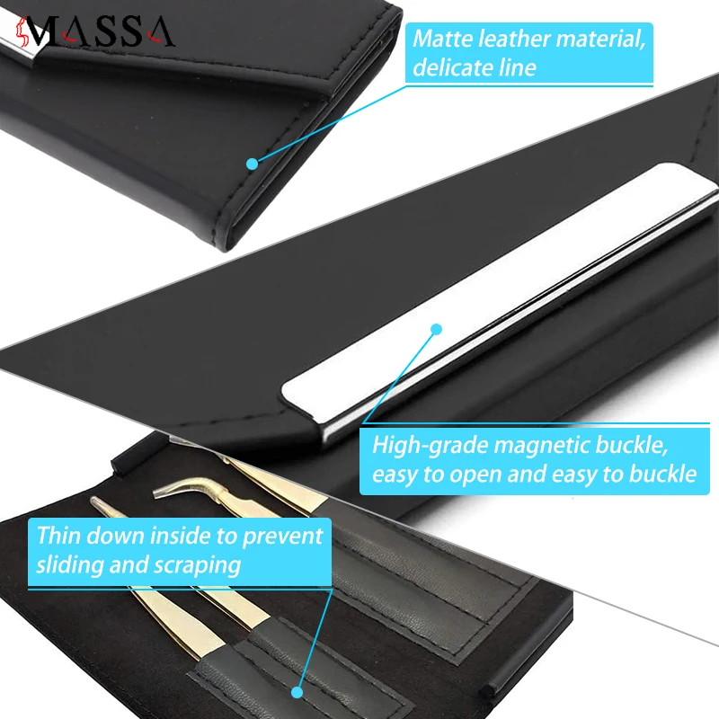 MASSA Wimpern Verlängerung Pinzette Lagerung Tasche Leder Tragbare Organizer Fall Falsche Wimpern Werkzeug Organizer Wimpern Zubehör