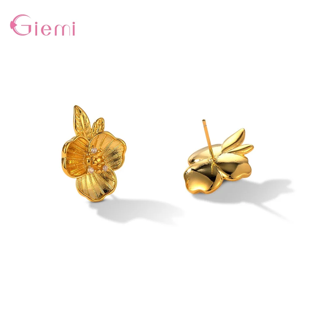 New Fasion 925 Sterling Silver Three Petal Flower Earrings For Women High Quality Jewelry