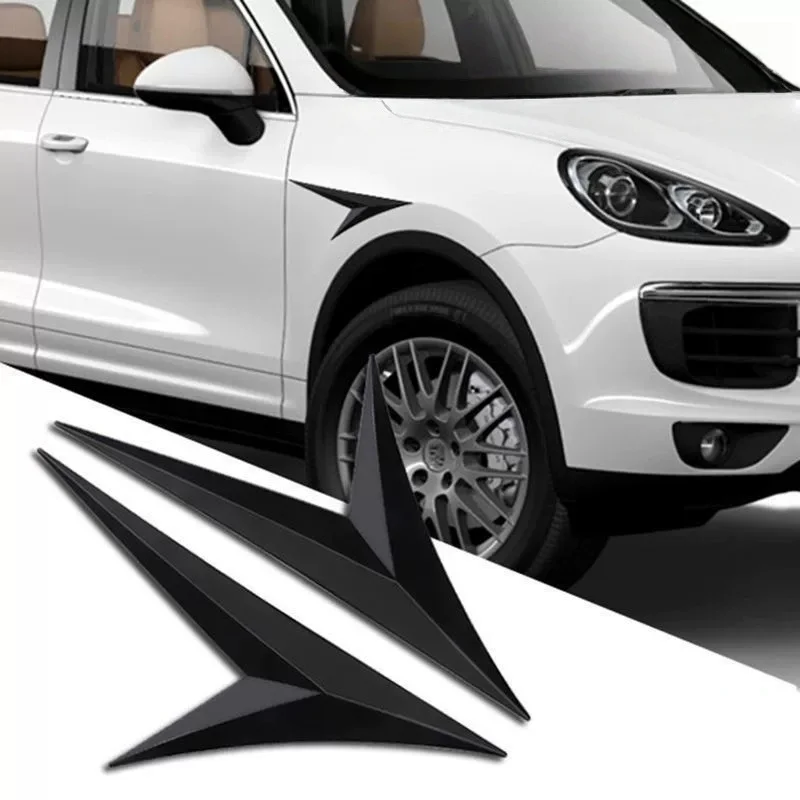 2pcs V Shape Universal Fits Car Side Fender Vent Sticker Car Body Decoration Auto Bonnet Air Intake Flow Hood Scoop Cover