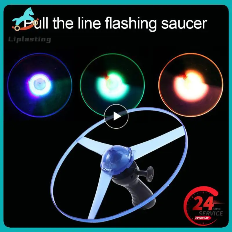 Flash Pull Line Led Flywheel Hot Fire Wheel Glow Light Up Pull String Glow Helicopter Flying Saucer Flying Glow Baby Gift Toy