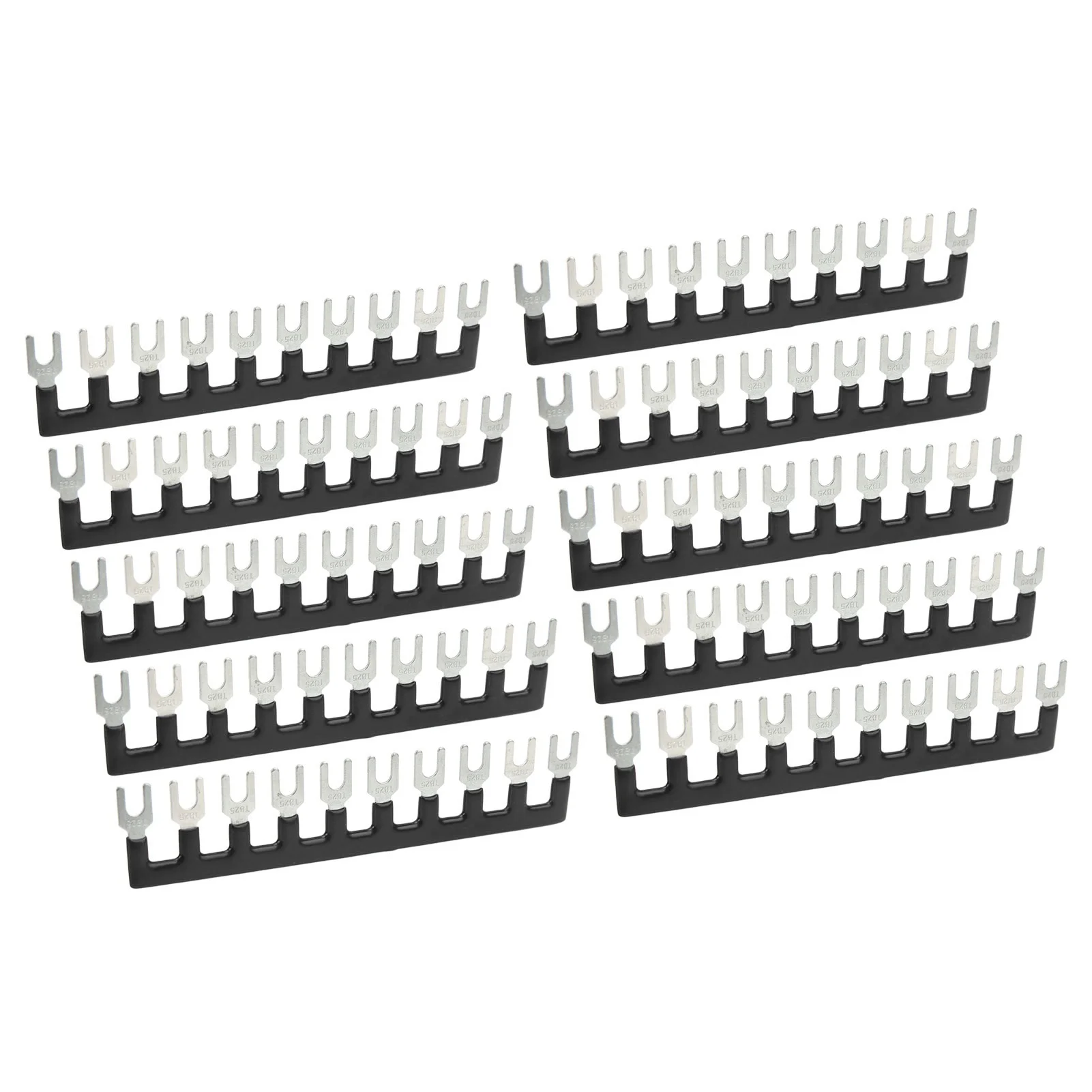 10Pcs 25A Jumper Block Terminal Strips Insulated TB Barrier Strip Fork Type Terminal Stripe Strips Black TB