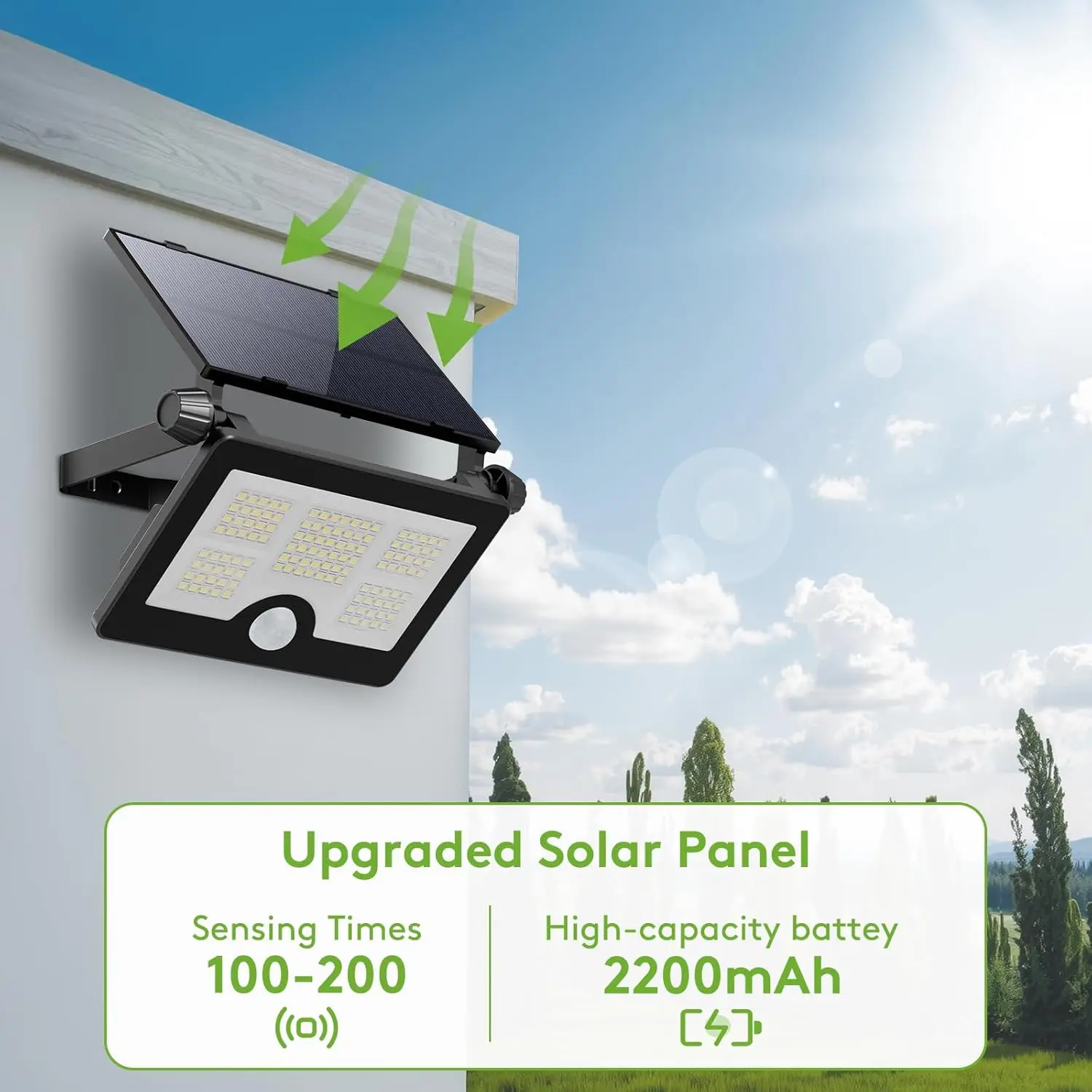 ソーラーライトモーションセンサー-232led-超高輝度投光器防水壁ランプ調整可能な広角屋外ガーデンライト用