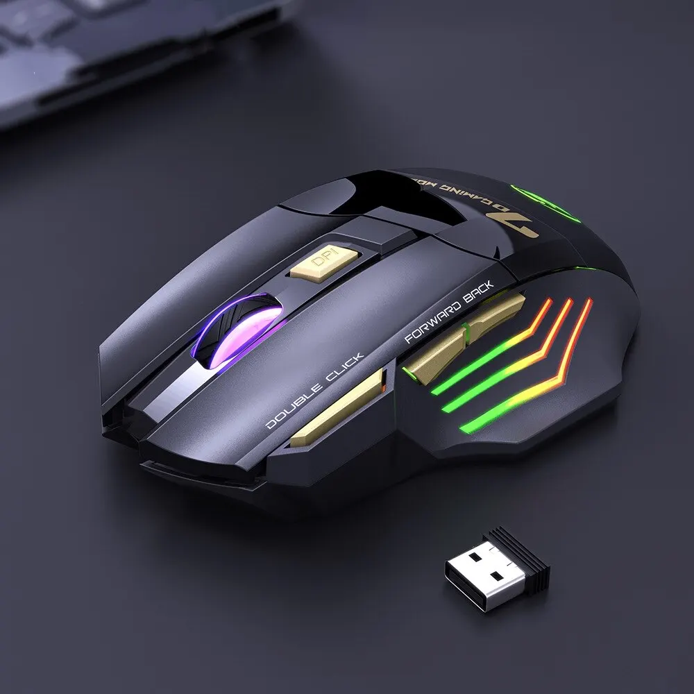 Wireless Gaming Mouse USB IMICE GW-X7 3200DPI Dual Mode Rechargeable 7 Keys 2.4Ghz Silent Mouse Bluetooth 7-color Breathing LED