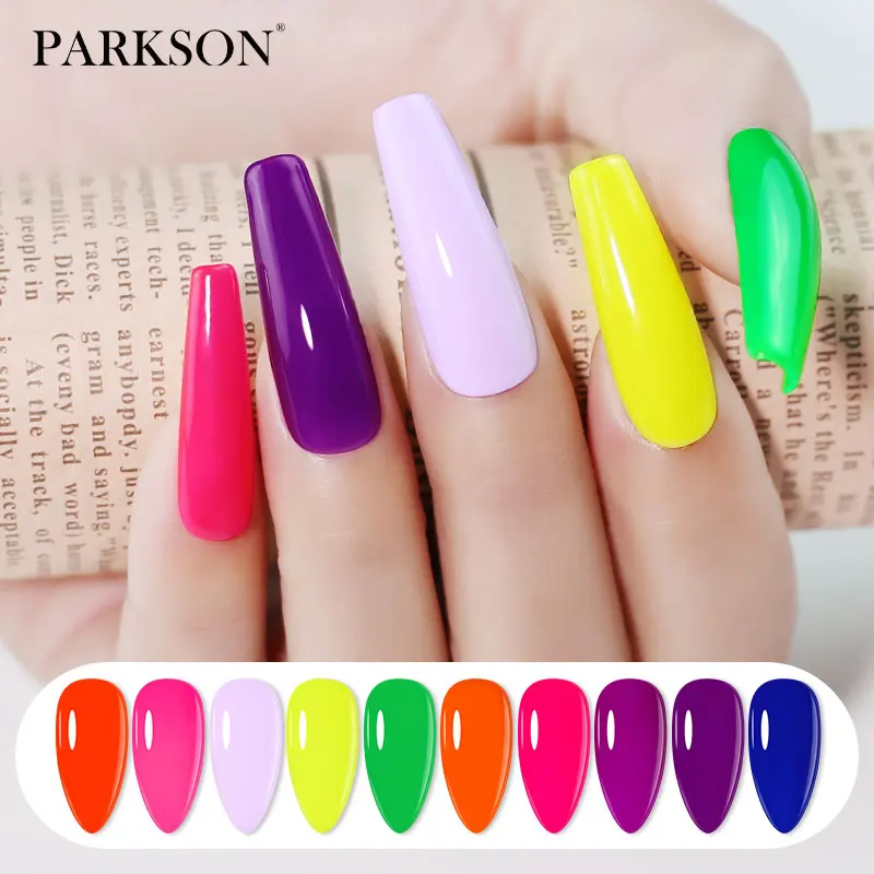 Parkson – vernis à ongles Fluorescent, couleur néon jaune vert bleu, Gel UV à tremper pour Nail Art, couche de Base supérieure