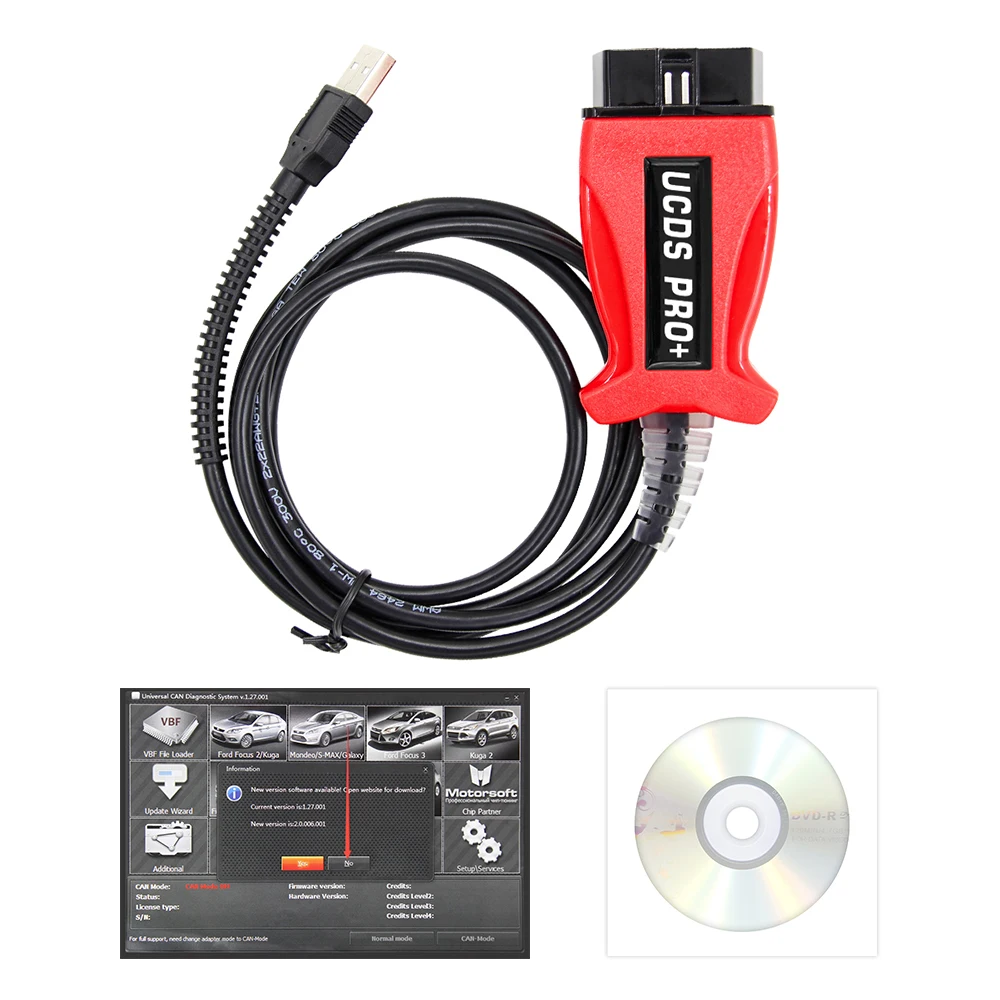 

UCDS PRO+ For Ford OBD2 Diagnostic Cable V1.27.001 Full Functions with 35 Tokens ECU Programmer Diagnostic Scanner Tool