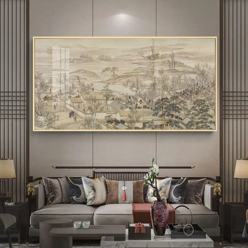 Qianlong's Southern Tour The Qing Dynasty Masterpiece Reproduction Traditional Chinese Style Oil Painting Scenery Home Décor2