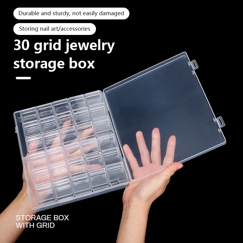 Transparent Organizer Nail Art Container Beads Rhinestone Organizer Nail Art Storage Box Multifunctional Small Grid Storage Box