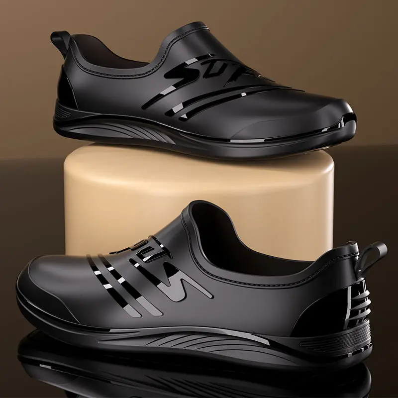 

Summer Waterproof Silicone Low Top Chef Kitchen Man Shoes 2025 Fashion New Original Gumboots Designer Cheap Rain Boots for Men