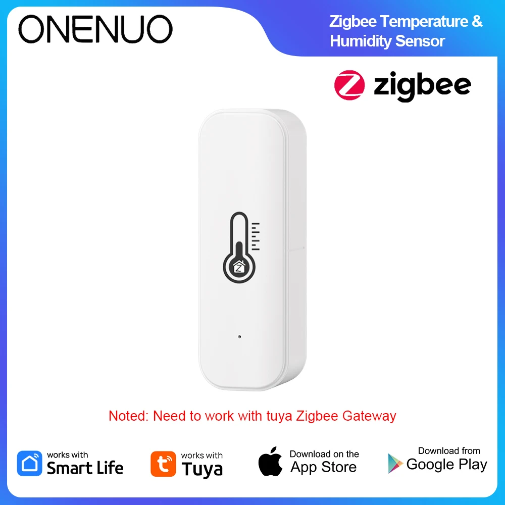 Tuya Zigbee Indoor Temperature Humidity Sensor Battery Powered APP Remote Monitoring Works with Alexa & Google Home