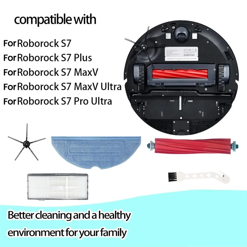 Abkr-para roborock s7 s7 plus s7 maxv s7 maxv ultra s7 pro ultra robô aspirador de pó escova lateral principal filtro hepa pano mop