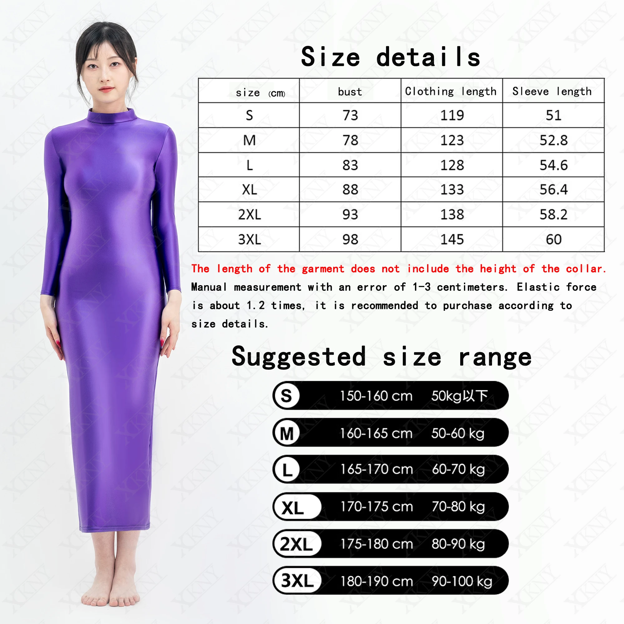 XCKNY satin oil glossy dress high neck long sleeve skirt silk longuette elastic silk tight skirt sports skirt sexy tight dress