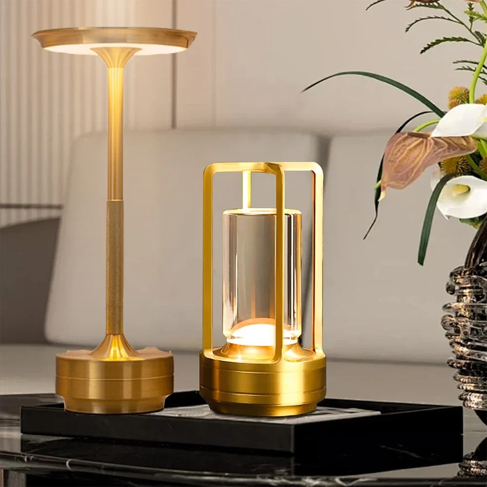 

Nice LED Table Lamp Aluminum Crystal Restaurant Bar Desk Lamp Dimming Atmosphere 5200mAh USB Charging Touch Switch Bedroom Decor