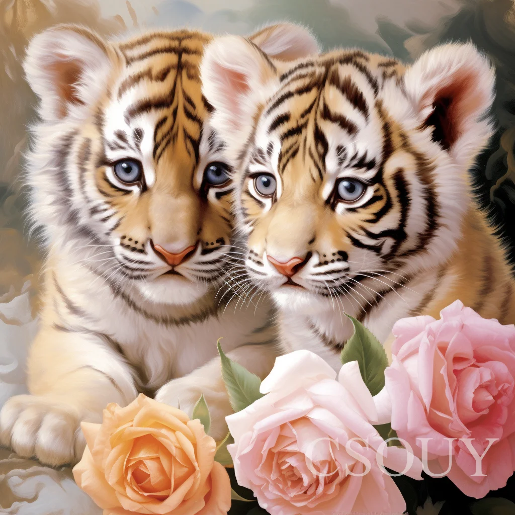 Crystal Full Square AB Diy Diamond Painting Cross Stitch Love Tigers Animals Crystal Mosaic Embroider Needlwork Rhinestones Home