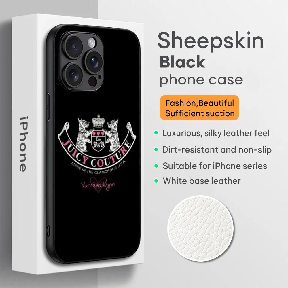 Juicye Creativity design pink ins Phone Case For iPhone 16 15 14 13 12 11 Plus Pro Max High-end Luxury Black hard case Sheepskin