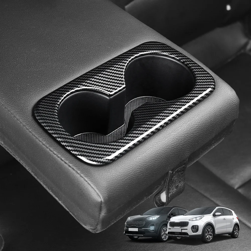 

Car Interior Styling Carbon Fiber Wood Grain Style Rear Seat Water Cup Cover For Kia Sportage 2017-2022 LHD RHD