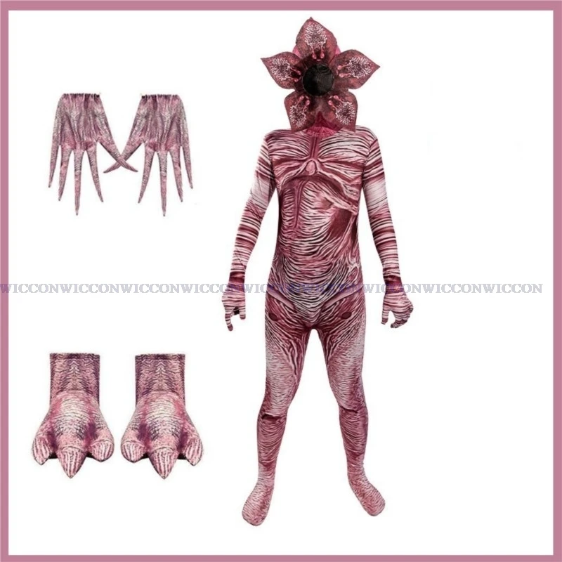 تلفزيون ديموجورجون تأثيري حلي قناع غطاء للقدم غريب كوس الأشياء امرأة الكبار الرعب الوحش الطباعة حللا هالوين البدلة