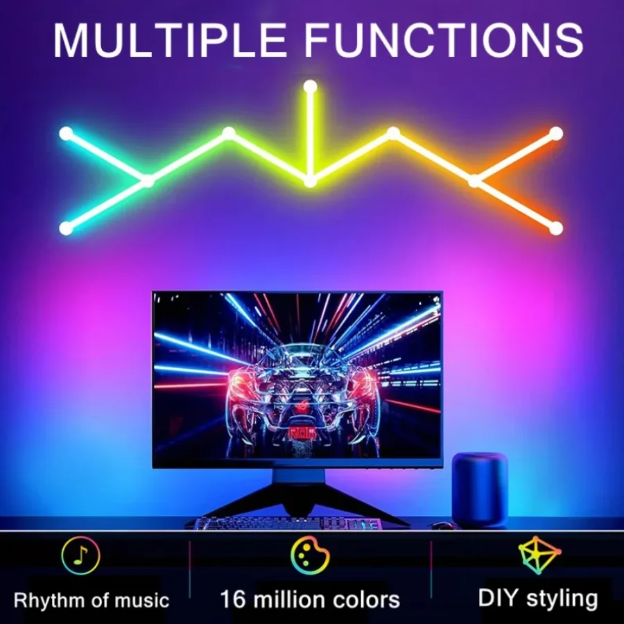 RGB Esports Room Neon Strip Light USB Waterproof Flexible Ribbon Tape Neon Lights with Bluetooth Remote Control for Home Decor image 3