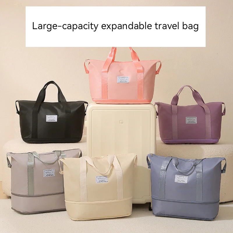 Business trip short-distance travel bag with super large capacity women's sports yoga fitness bag hand-held with detachable hand